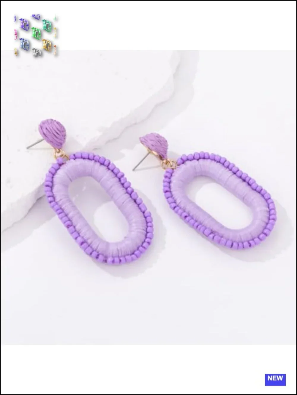 Boho Beaded Raffia Drop Earrings Statement Square Dangle Summer Jewelry